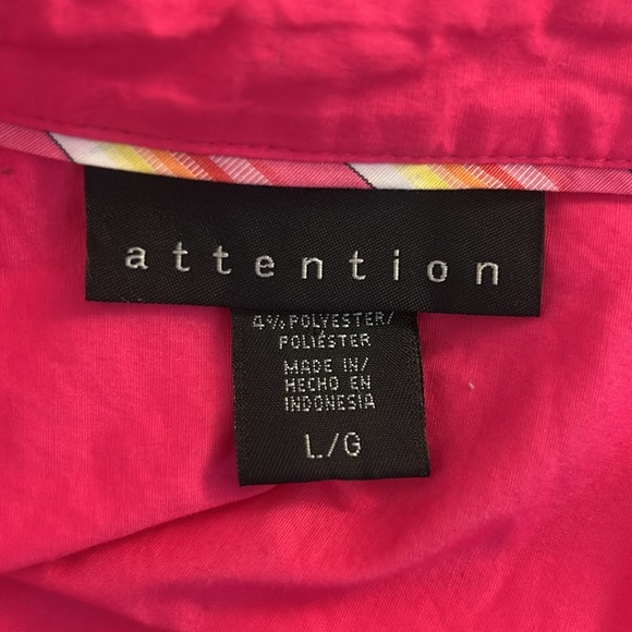 Attention Hot Pink Classic Modern Travel Long Sleeve Button Down Top Size Large - Picture 5 of 5
